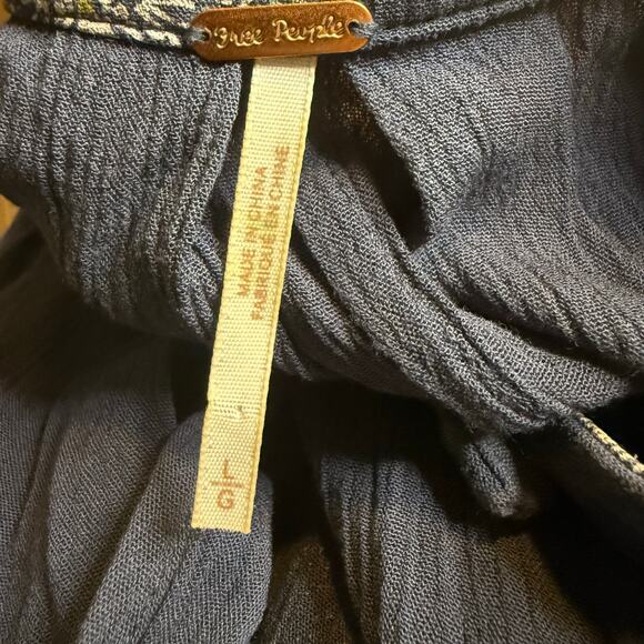 Free People Navy Blue Boho Sleeveless Swing Dress, Rayon Medallion Print, Large - Picture 9 of 10